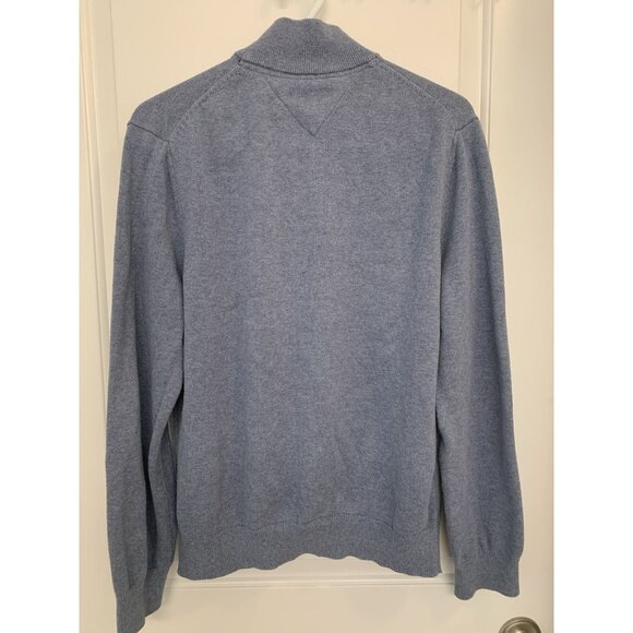 Tommy Hilfiger Sweater Men’s Large Blue Quarter-Zip Long-Sleeve Mock Neck Preppy - Picture 2 of 9